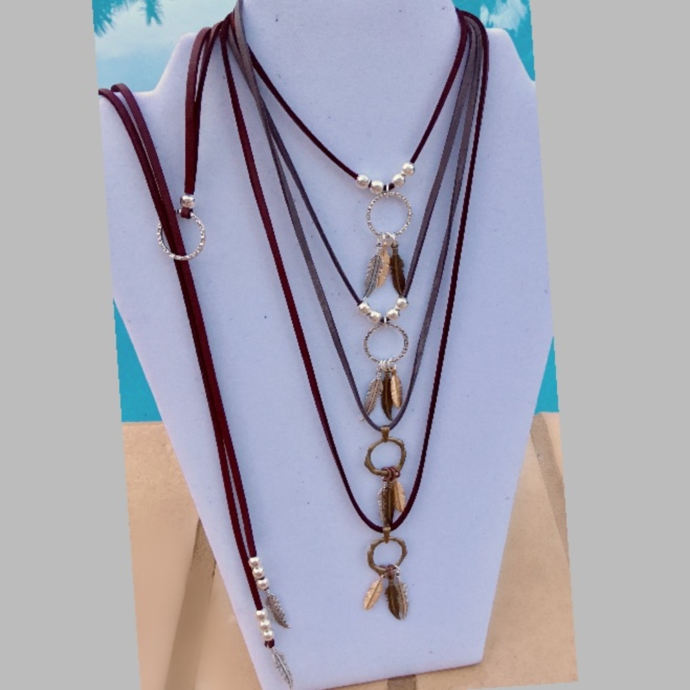 Handmade Suede Feather Choker